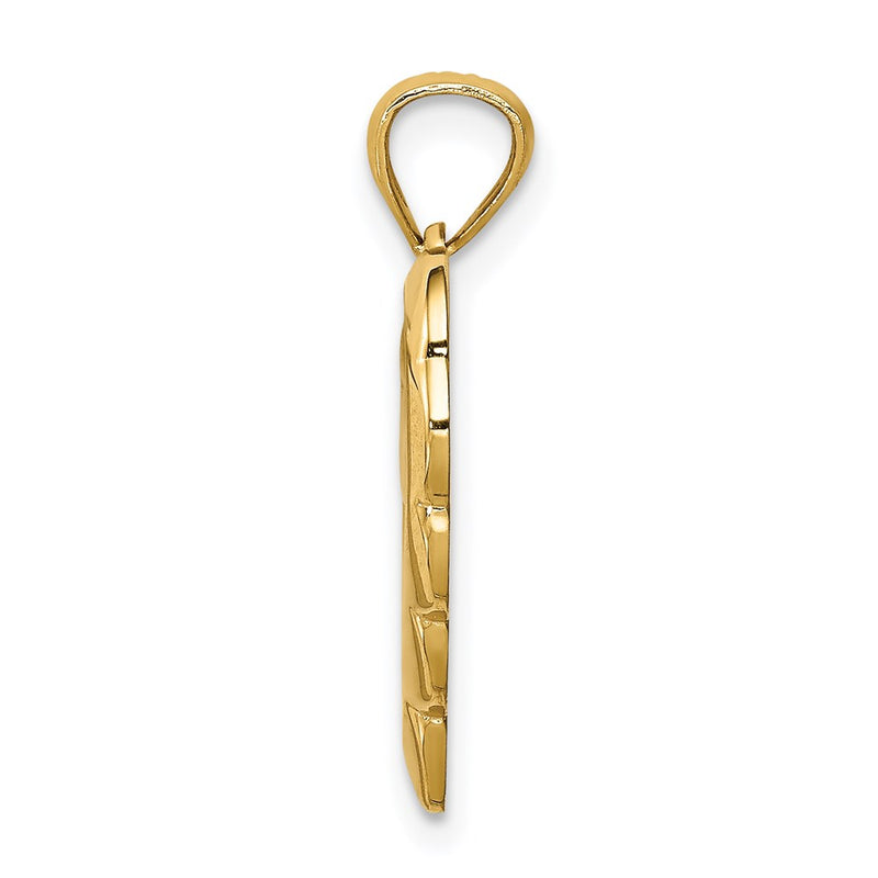 14k Yellow Gold Angel in Heart Pendant