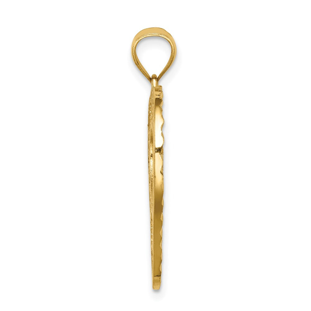 14k Yellow Gold Diamond-cut Heart Pendant