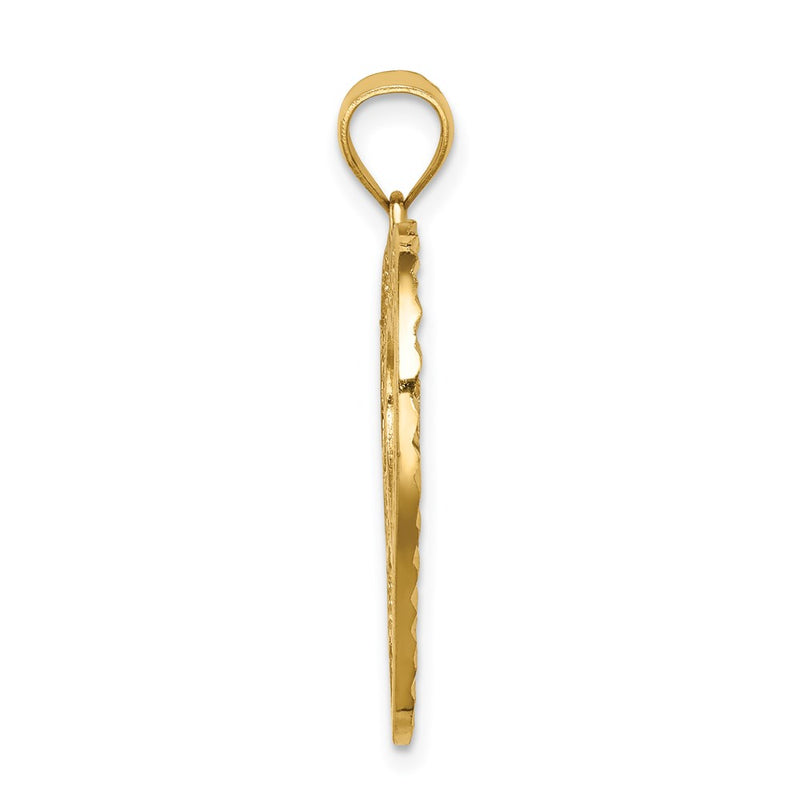 14k Yellow Gold Diamond-cut Heart Pendant