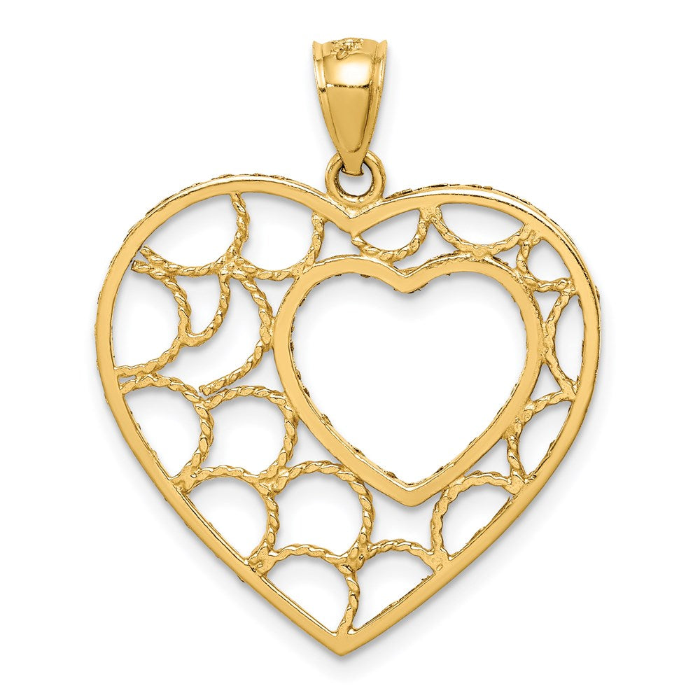 14k Yellow Gold Diamond-cut Heart Pendant