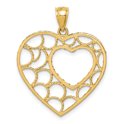 14k Yellow Gold Diamond-cut Heart Pendant