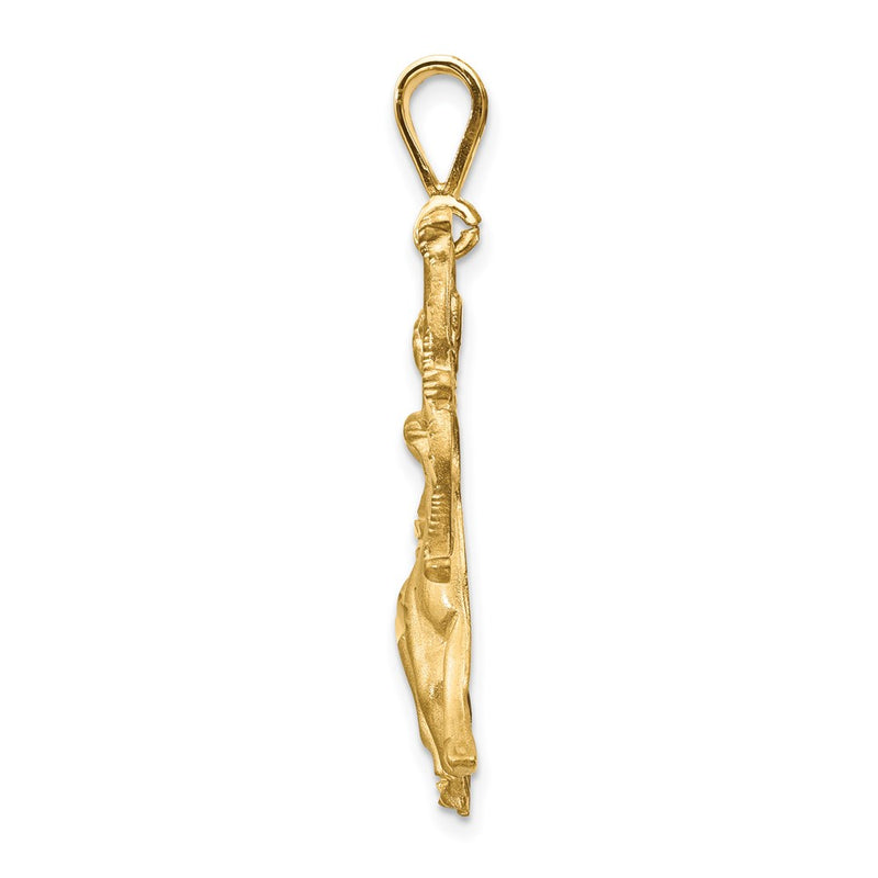 14k Yellow Gold Satin Diamond-cut Sagittarius Zodiac Charm