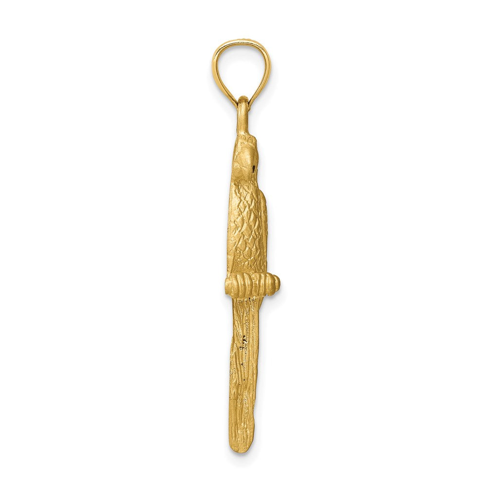 14k Yellow Gold D/C Brushed Parrot Pendant