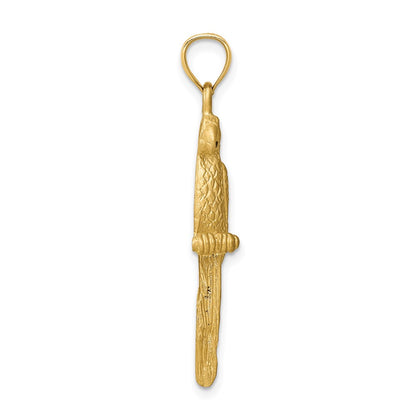 14k Yellow Gold D/C Brushed Parrot Pendant
