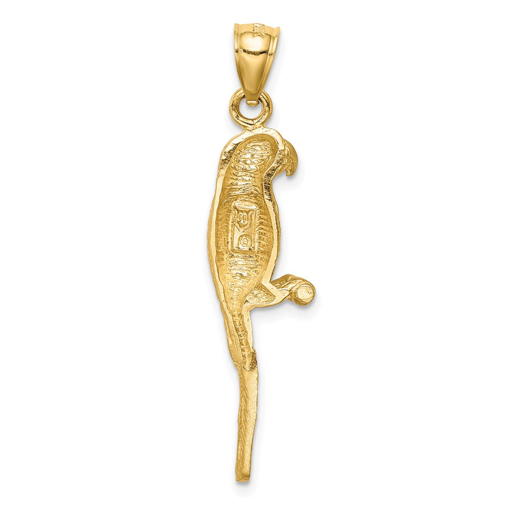 14k Yellow Gold D/C Brushed Parrot Pendant
