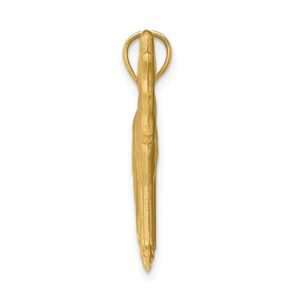 14k Yellow Gold Brushed D/C Wolf Pendant