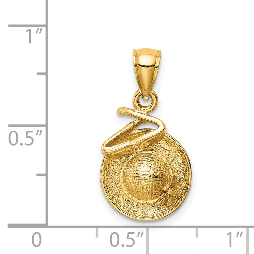 14k Yellow Gold Sunhat Pendant