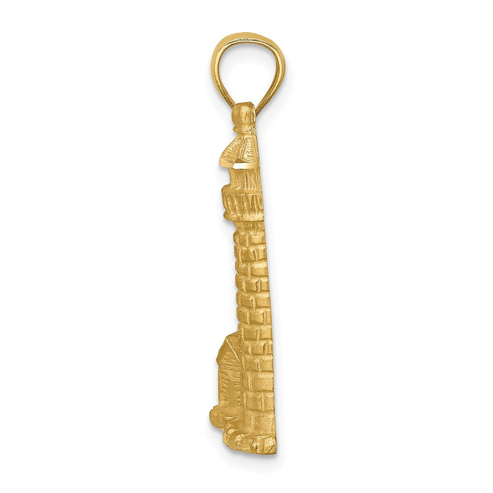 14k Yellow Gold Brushed D/C Lighthouse Pendant