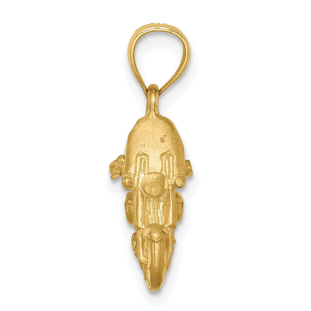 14k Yellow Gold Brushed D/C 3D Motorcycle Pendant