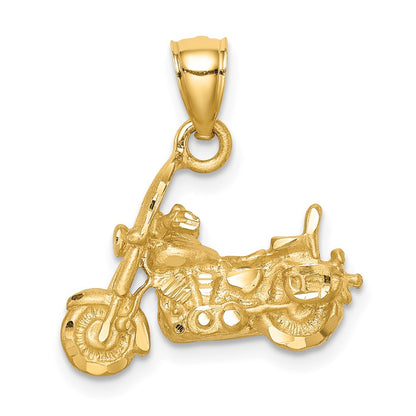 14k Yellow Gold Brushed D/C 3D Motorcycle Pendant