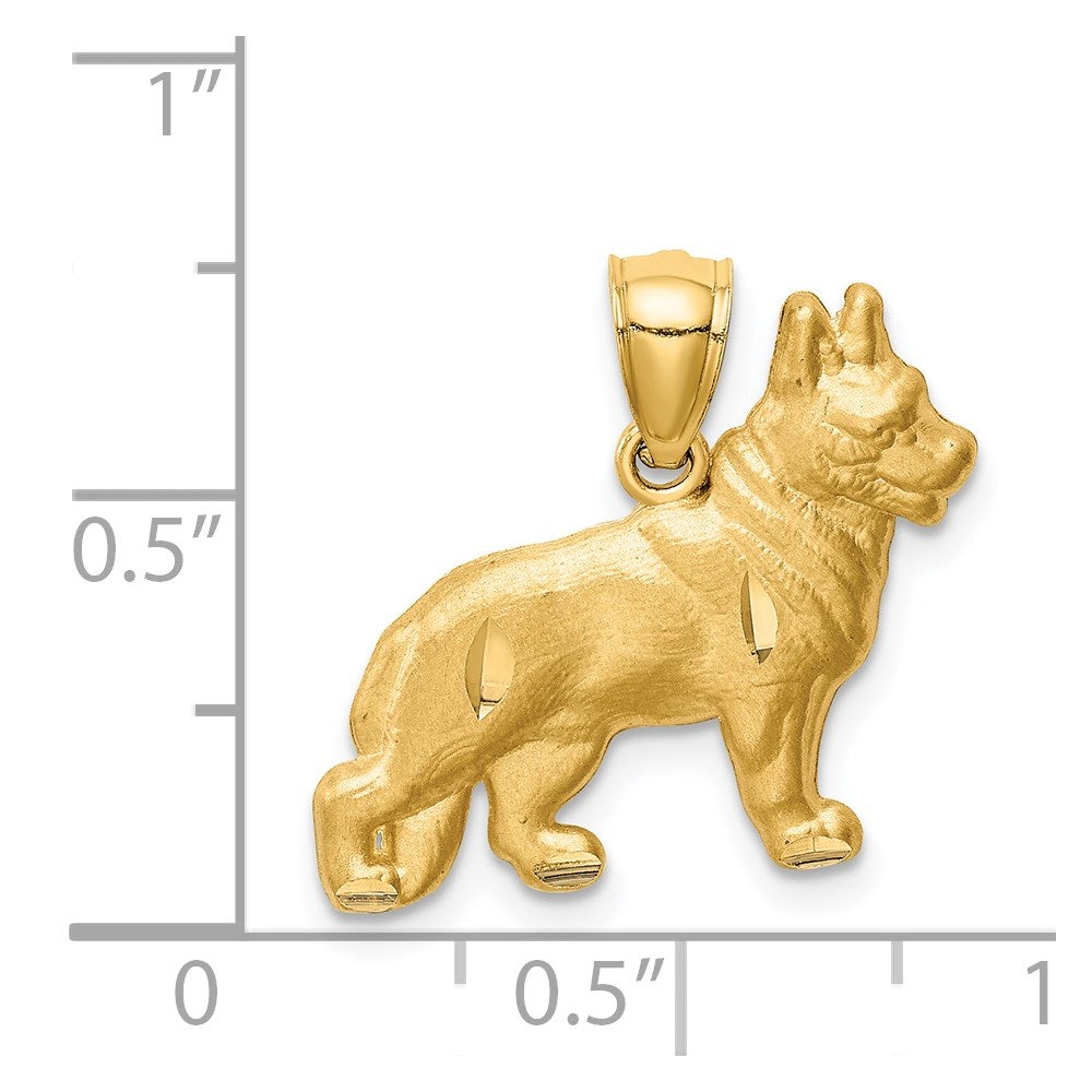 14k Yellow Gold Diamond-cut German Shepherd Pendant