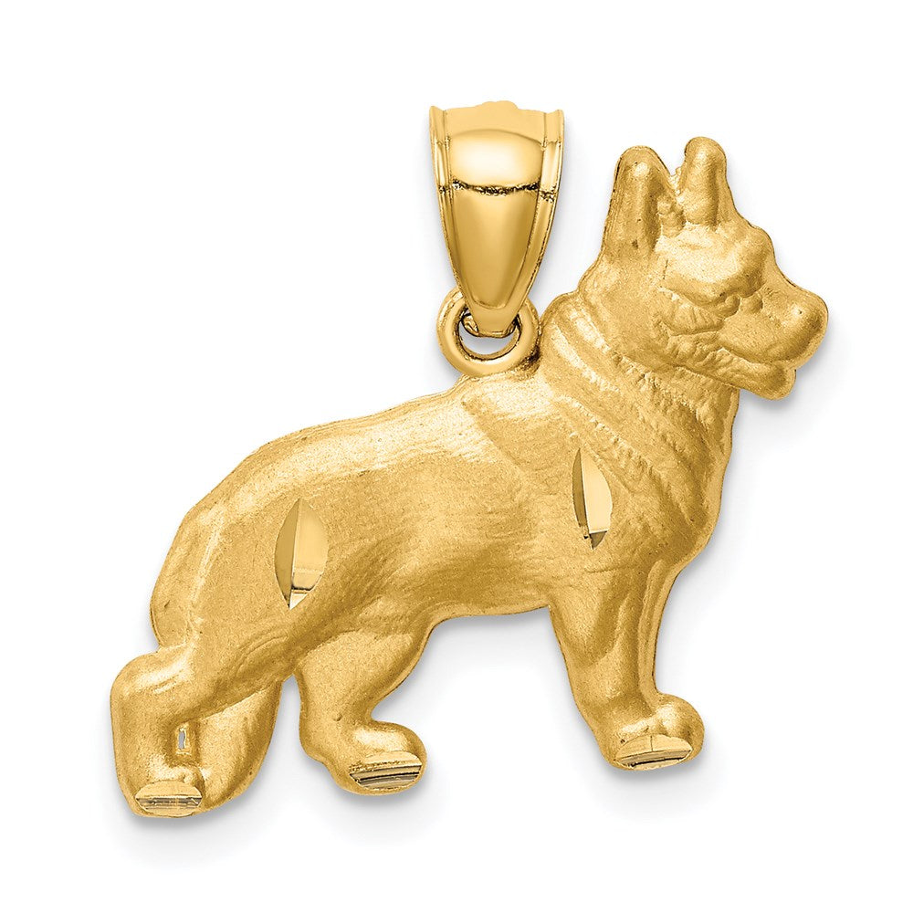 14k Yellow Gold Diamond-cut German Shepherd Pendant