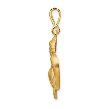 14k Yellow Gold Satin Diamond-cut Capricorn Zodiac Charm
