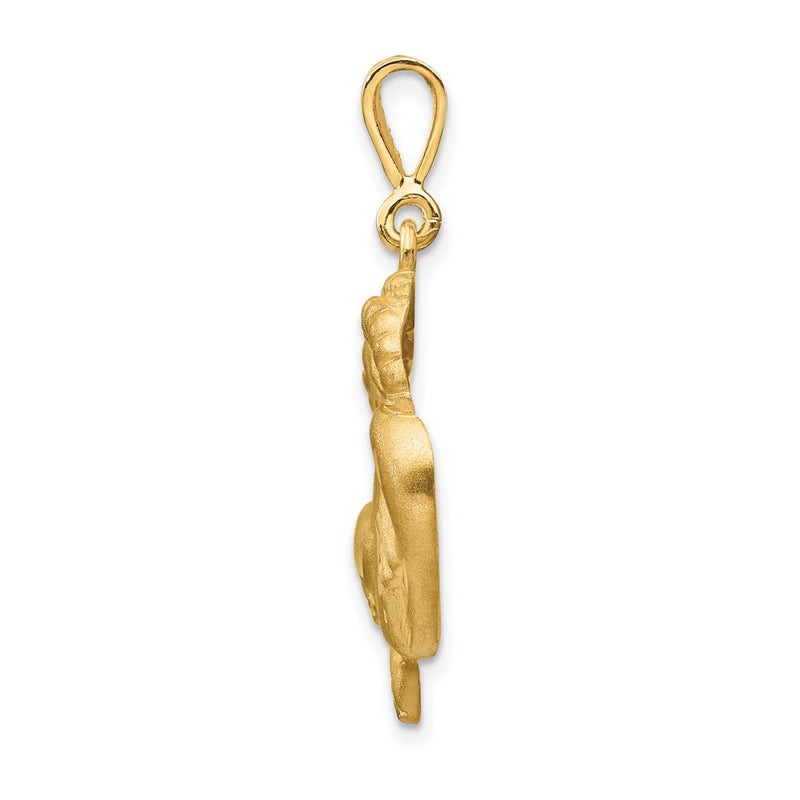 14k Yellow Gold Satin Diamond-cut Capricorn Zodiac Charm