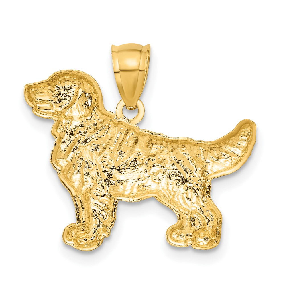 14k Yellow Gold Diamond-cut Golden Retriever Pendant