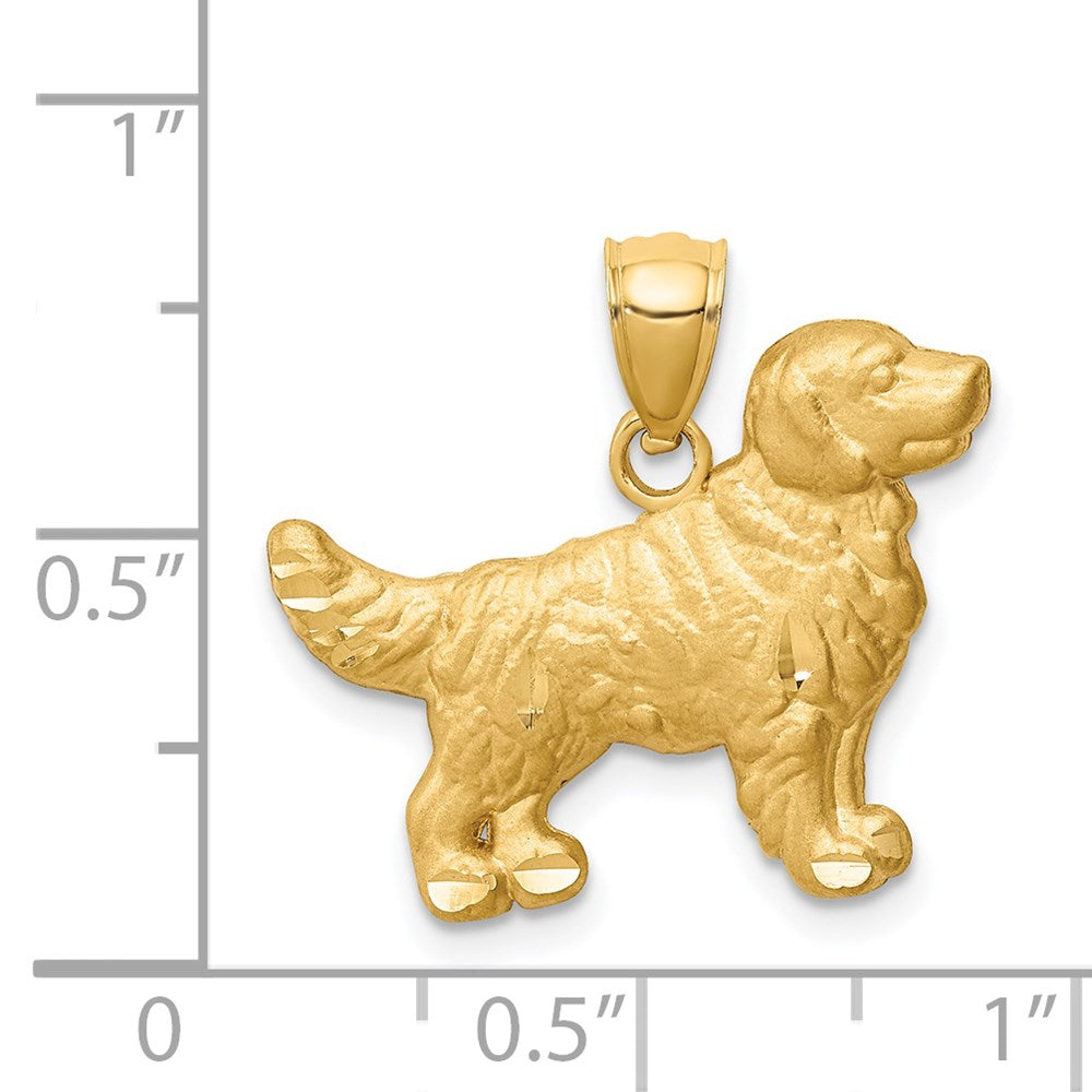 14k Yellow Gold Diamond-cut Golden Retriever Pendant