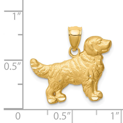 14k Yellow Gold Diamond-cut Golden Retriever Pendant