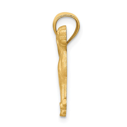14k Yellow Gold Diamond-cut Beagle Pendant