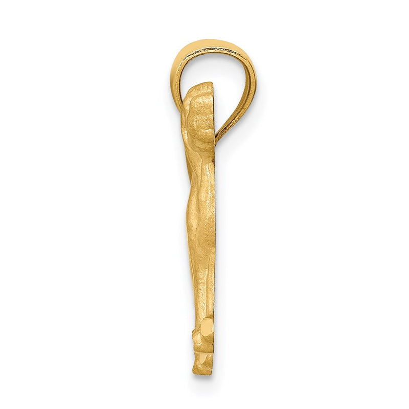 14k Yellow Gold Diamond-cut Beagle Pendant