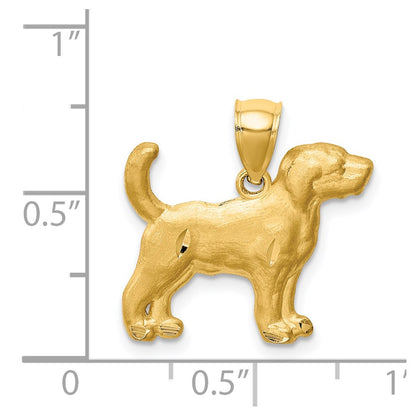 14k Yellow Gold Diamond-cut Beagle Pendant