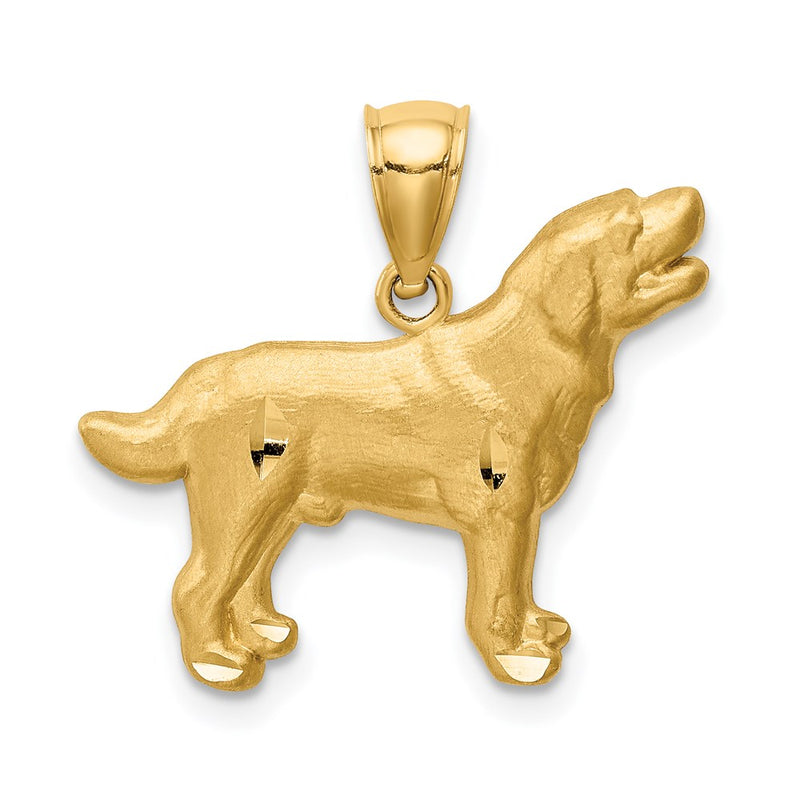 14k Yellow Gold Diamond-cut Labrador Retriever Pendant