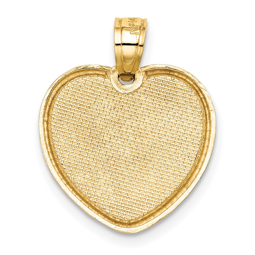 14k Yellow & Rhodium Gold w/Rose Plating I Love You in Heart Pendant