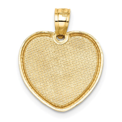 14k Yellow & Rhodium Gold w/Rose Plating I Love You in Heart Pendant