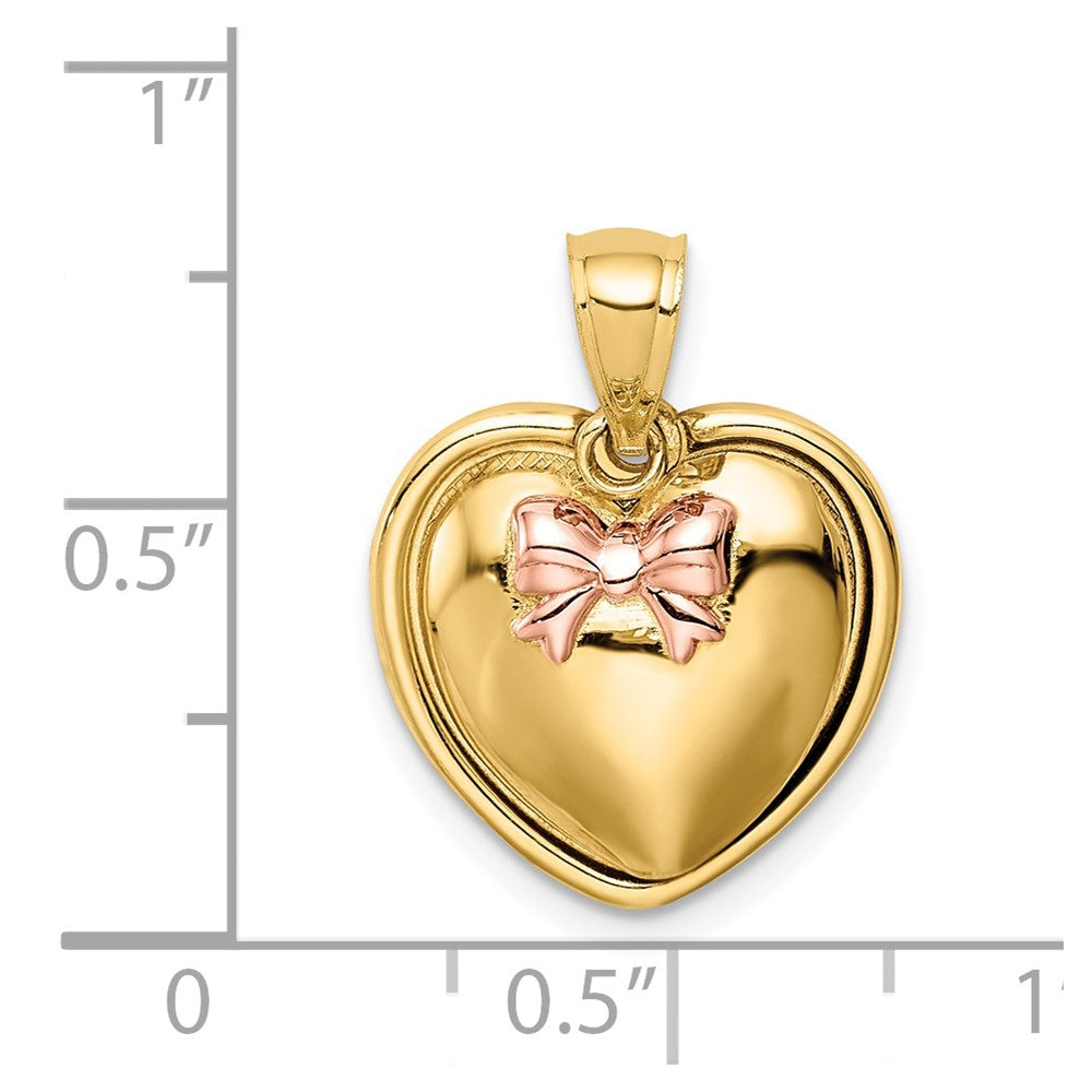 14k Yellow & Rhodium Gold w/Rose Plating I Love You in Heart Pendant