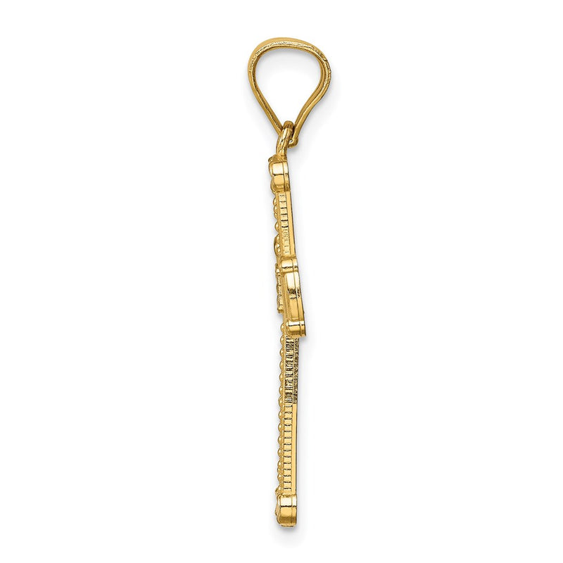 14k Yellow & Rhodium Gold w/Rhodium Cross Pendant