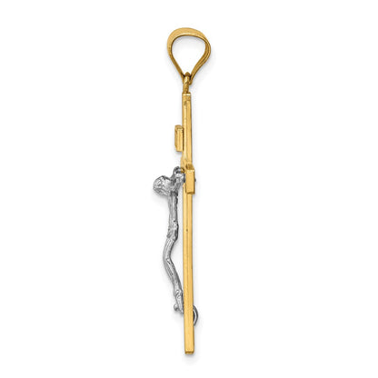 14k Two-tone Gold INRI Crucifix Pendant