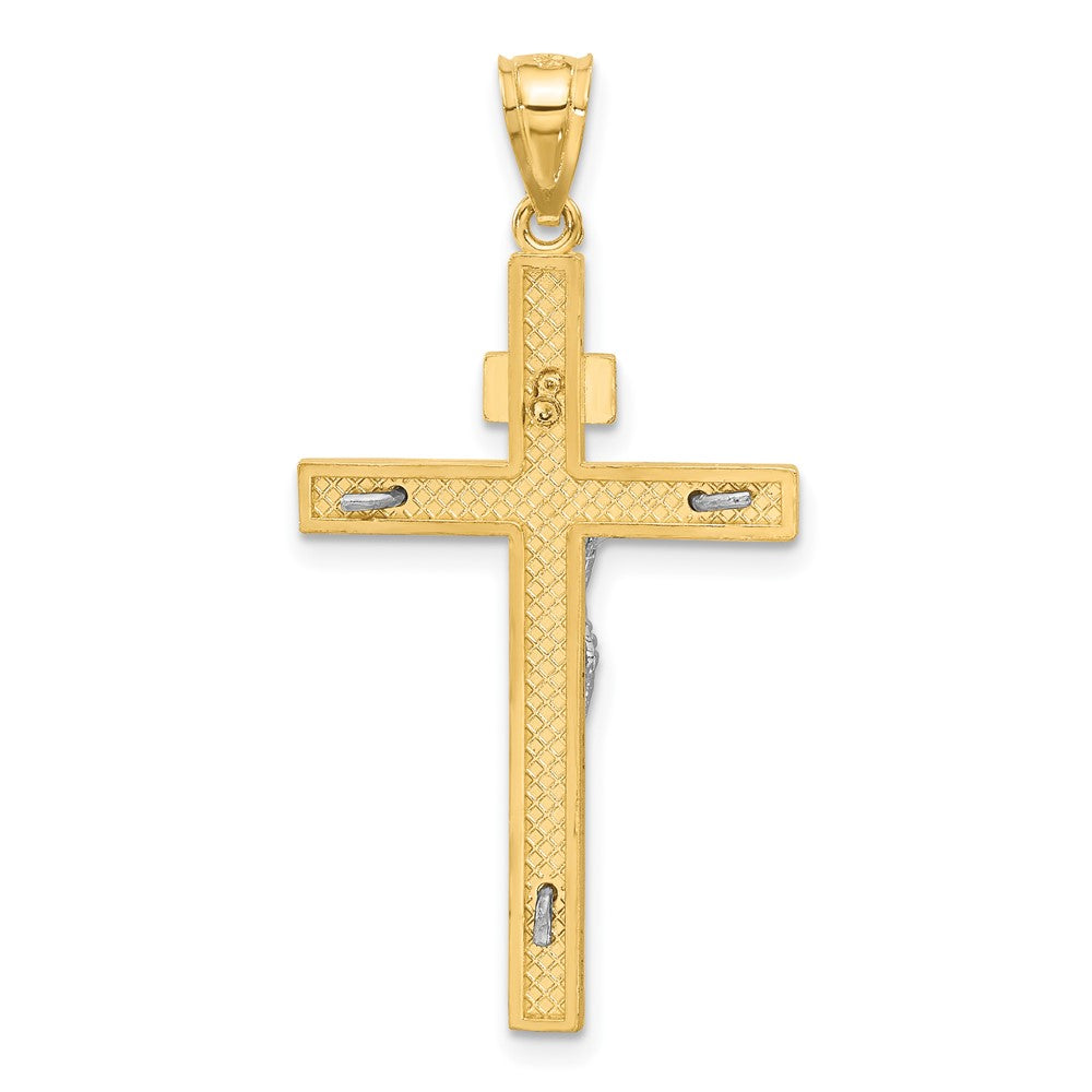 14k Two-tone Gold INRI Crucifix Pendant
