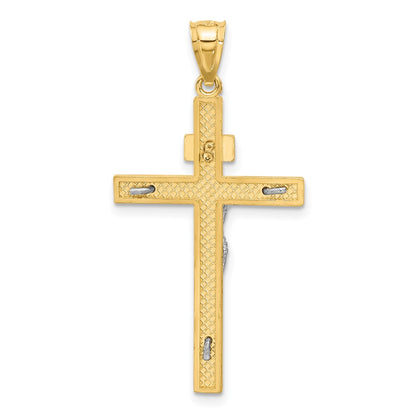 14k Two-tone Gold INRI Crucifix Pendant