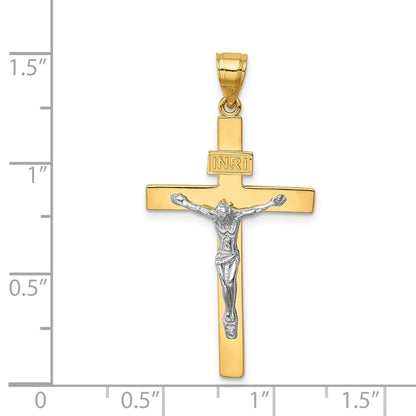 14k Two-tone Gold INRI Crucifix Pendant