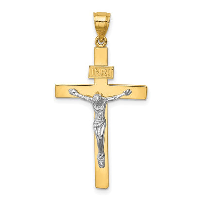 14k Two-tone Gold INRI Crucifix Pendant