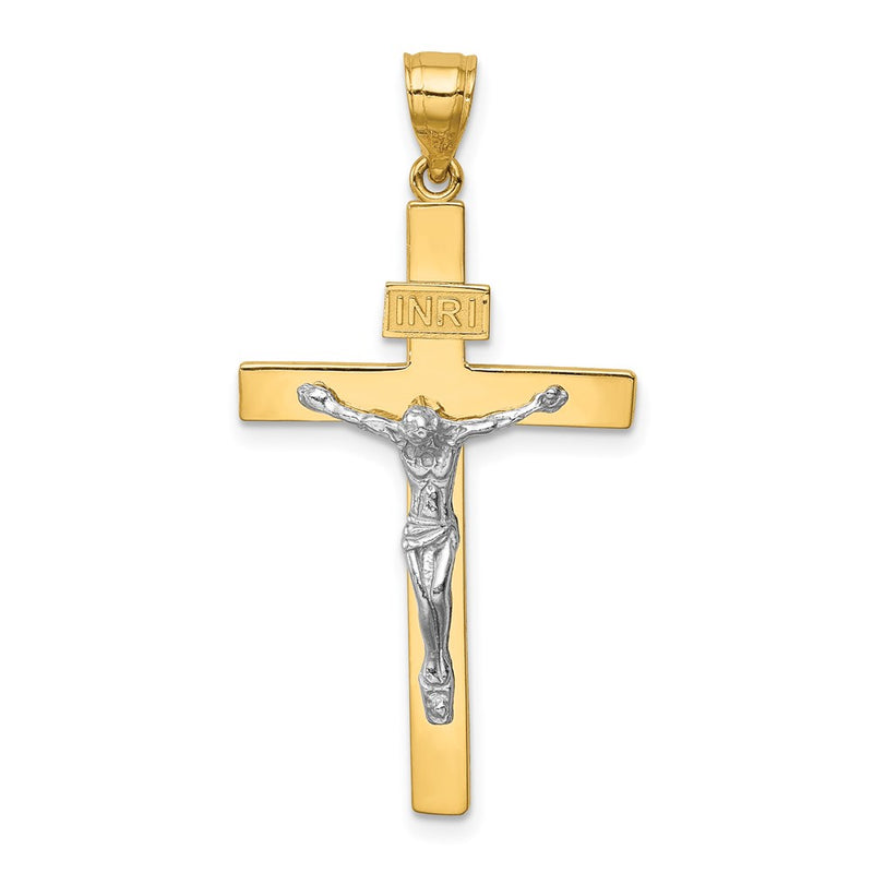 14k Two-tone Gold INRI Crucifix Pendant