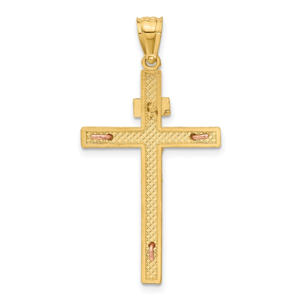14k Two-tone Gold INRI Crucifix Pendant