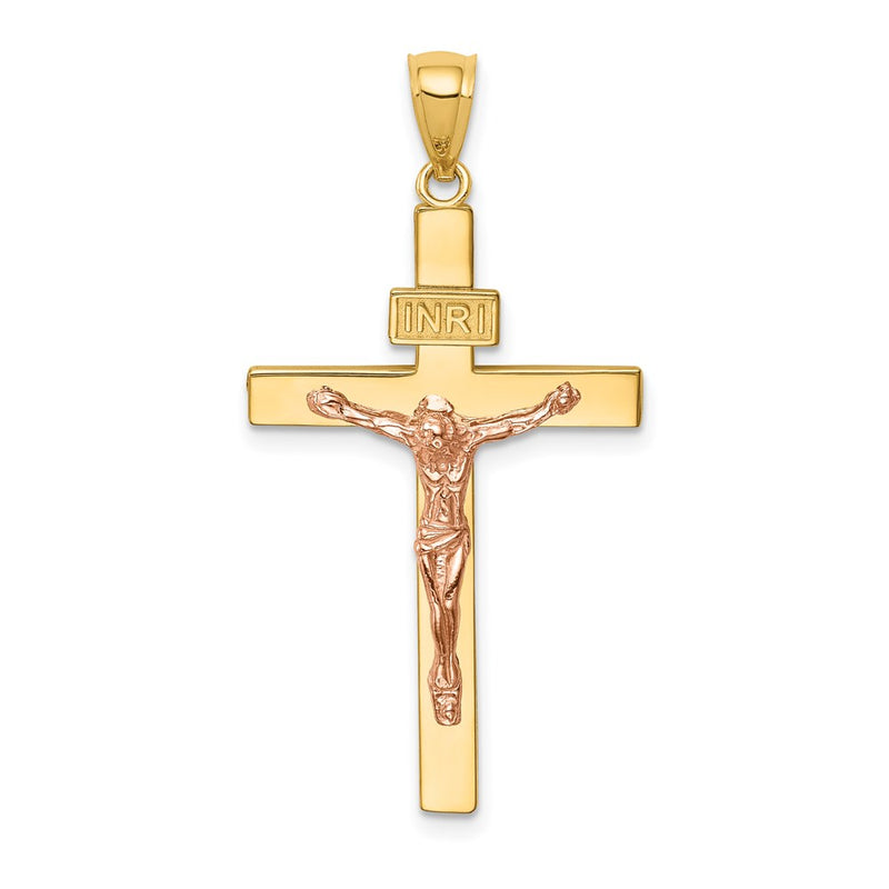 14k Two-tone Gold INRI Crucifix Pendant