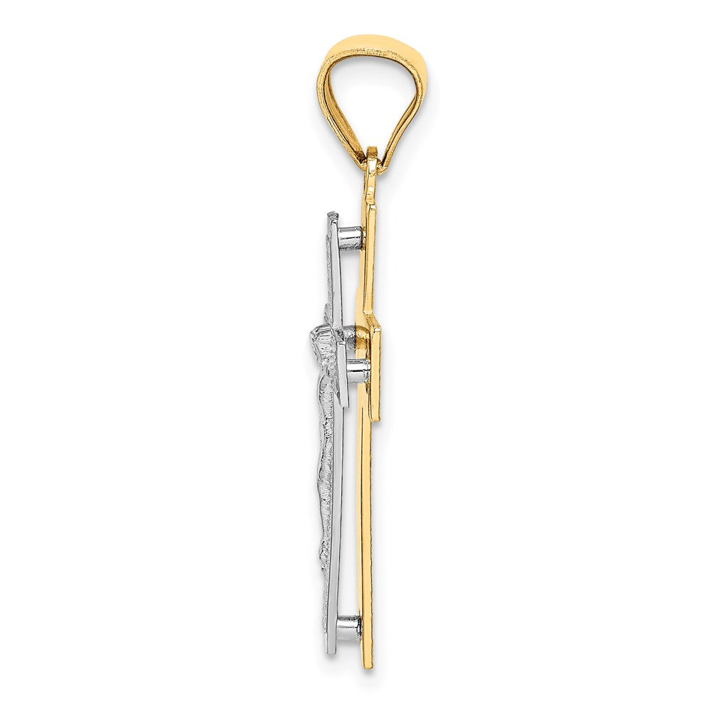 14k Two-tone Gold Crucifix Pendant