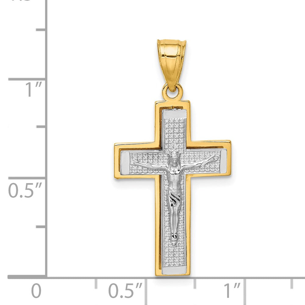 14k Two-tone Gold Crucifix Pendant