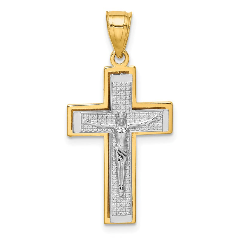 14k Two-tone Gold Crucifix Pendant