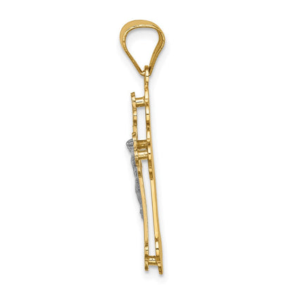 14k Two-tone Gold Crucifix Pendant
