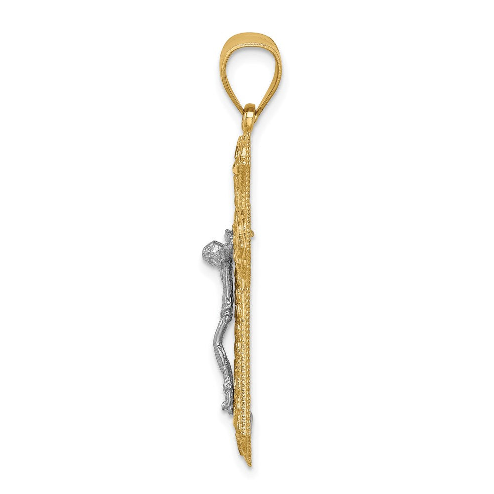 14k Two-tone Gold D/C Crucifix Pendant