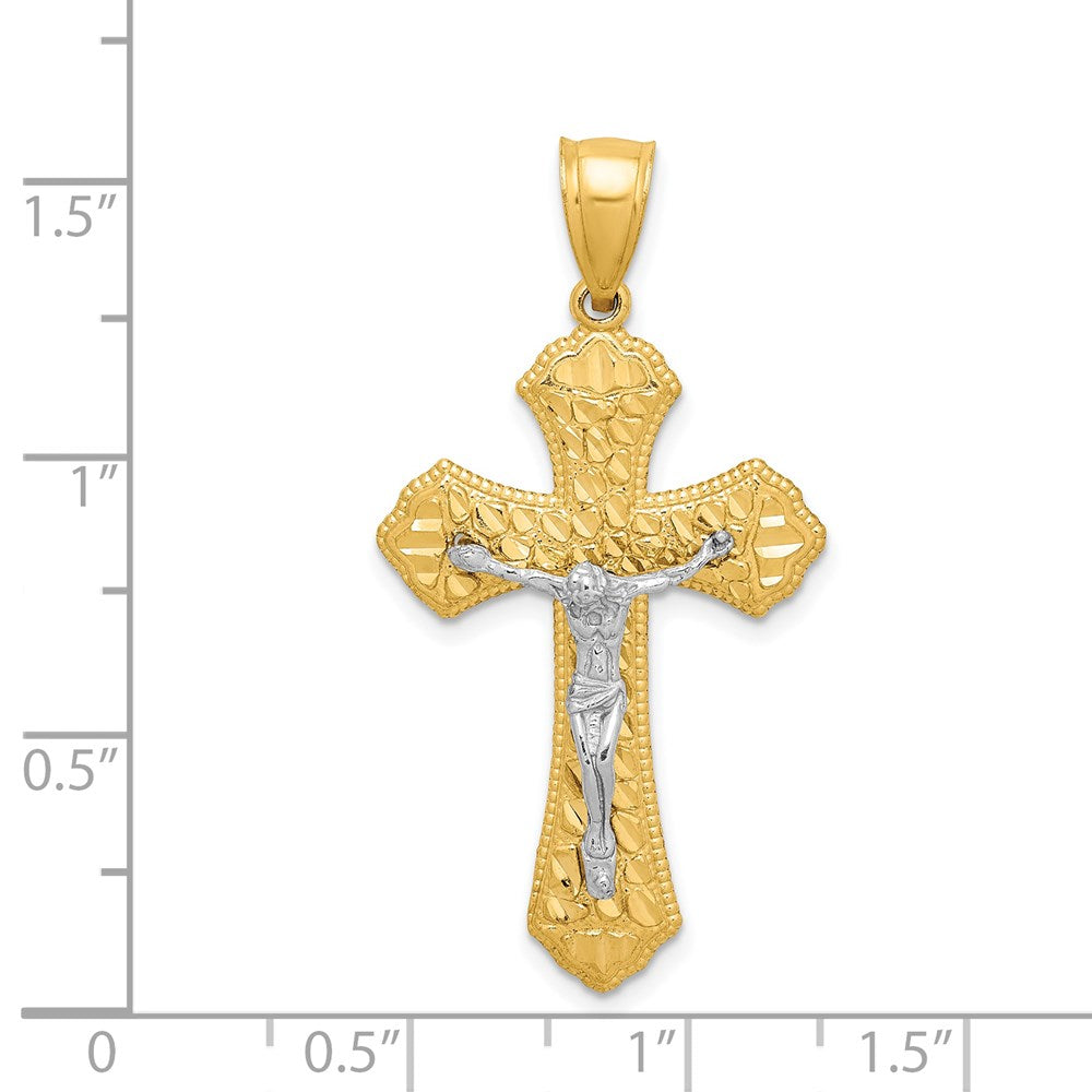 14k Two-tone Gold D/C Crucifix Pendant