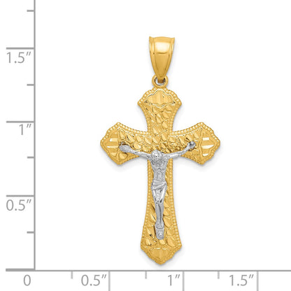 14k Two-tone Gold D/C Crucifix Pendant