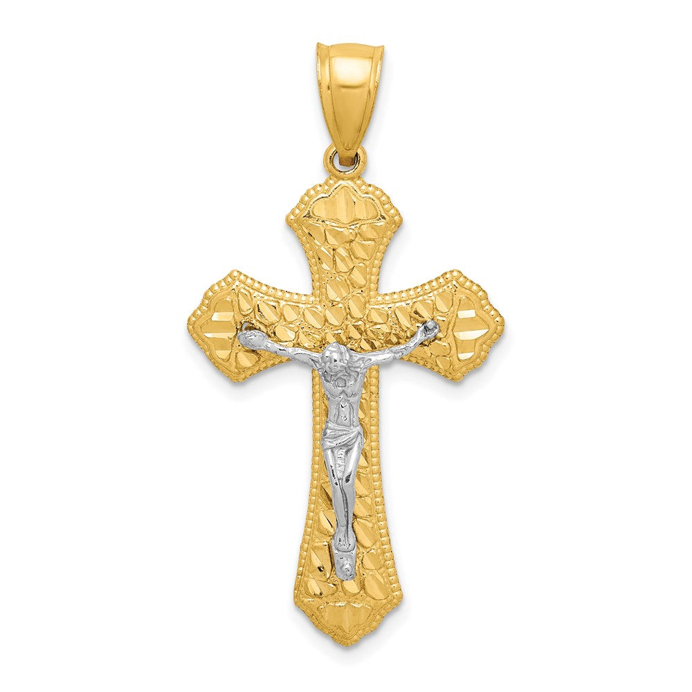 14k Two-tone Gold D/C Crucifix Pendant