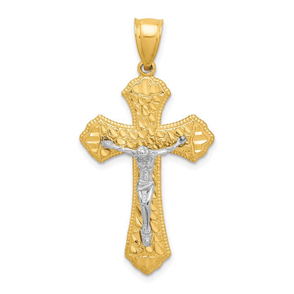 14k Two-tone Gold D/C Crucifix Pendant
