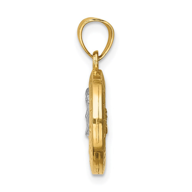 14k Yellow & Rhodium Gold w/Rhodium Last Super & Jesus Reversible Pendant