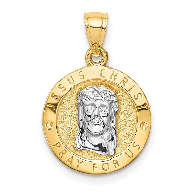 14k Yellow & Rhodium Gold w/Rhodium Last Super & Jesus Reversible Pendant
