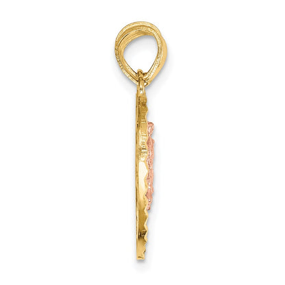 14k Two-tone Gold Reversible Lady of Guadalupe&Crucifix Breakapart Pendant