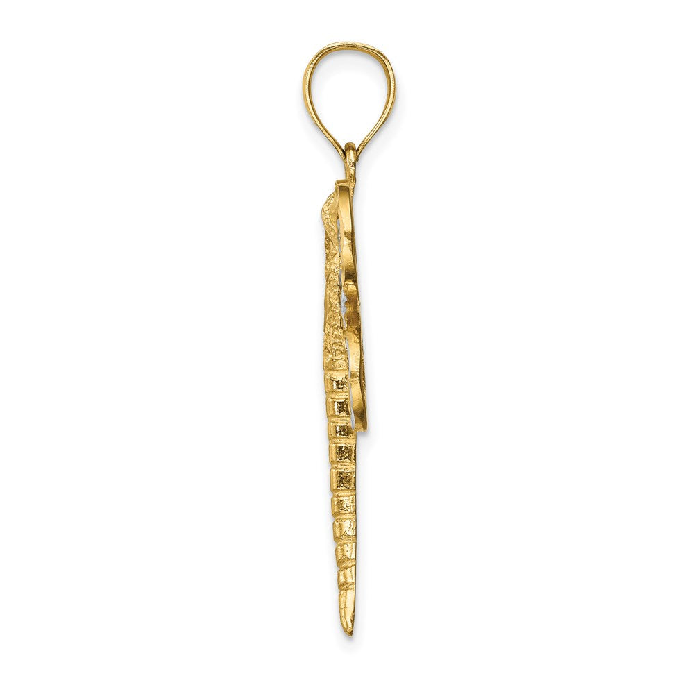14k Yellow & Rhodium Gold Diamond-cut White Rhodium Dragonfly Pendant